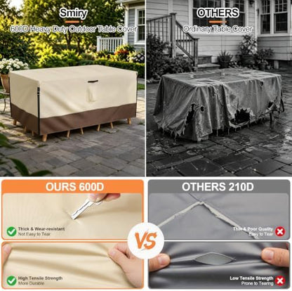 Smiry Waterproof Patio Furniture Cover 136L x 74W x 28H, Beige & Brown