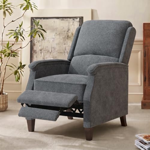 VKNOW Recliner Chair, Fabric Recliner with Adjustable Back, Dark Grey