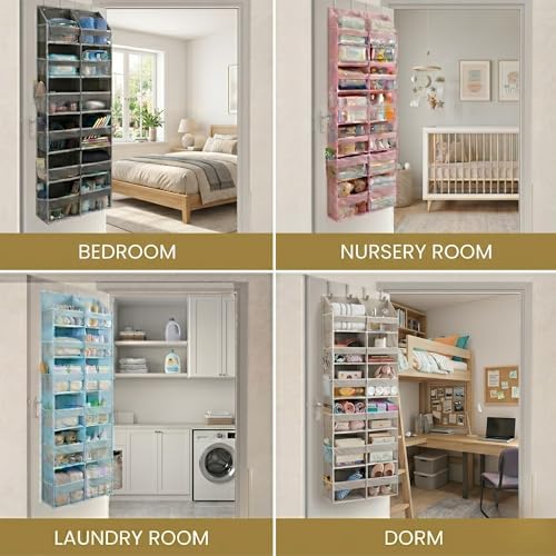 Over the Door Organizer, 6-Tier XL, 100D Fabric, Baby Pink