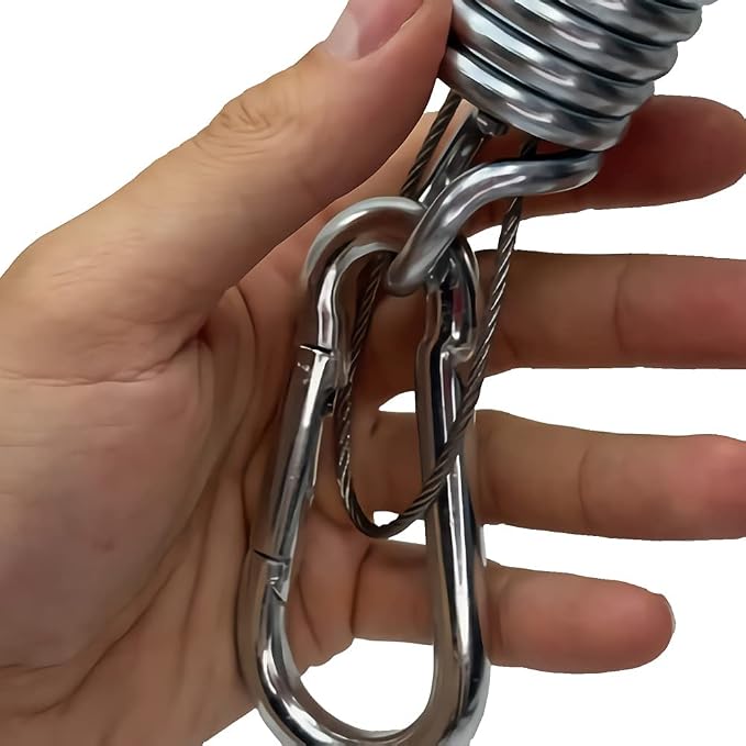 Porch Swing Springs Heavy Duty 700 Lb Capacity Each Hanging Chair Spring Stainless Steel Kit - 2 Springs, 4 Snap Hook Carabiners, 2 Safty Steel Wire for Swinging Porch, Swing Chair, Garden Hammocks