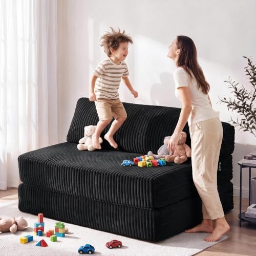 Folding Sofa Bed Convertible 4 in 1 Sleeper Chair Black Full XL