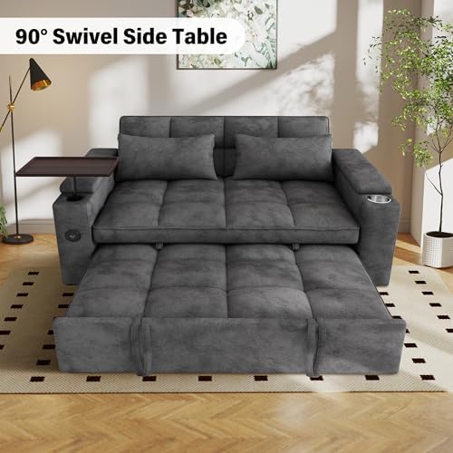 65'' Sleeper Sofa Pull Out Couches with Cup Holder for Apartments