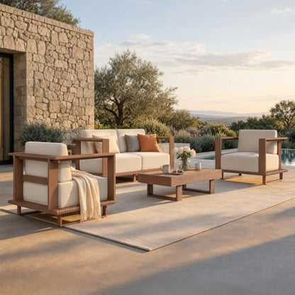 Sophia & William 5-Piece HDPE Patio Furniture Set with 9.8" Thick Cushion