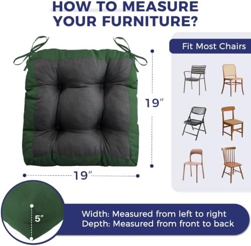 IASEAHK Outdoor Chair Cushions Set of 4, 19" x 19" x 5", Waterproof Outdoor Seat Cushions for Patio Furniture, Fade-Resistant Patio Chair Cushion, Dining Wicker Chair Pads for Porch Garden, Dark Green