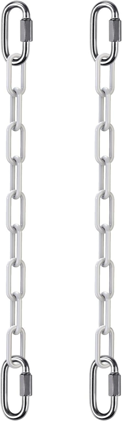 SELEWARE 2 Pack 40 Inch Hanging Swing Chain with 4 Carabiners, 1000LB Capacity Plastic Coated Hanging Chains, Hammock Hardware Kit for Swing, Hanging Chair, Punching Bags, Indoor Outdoor Gym (White)