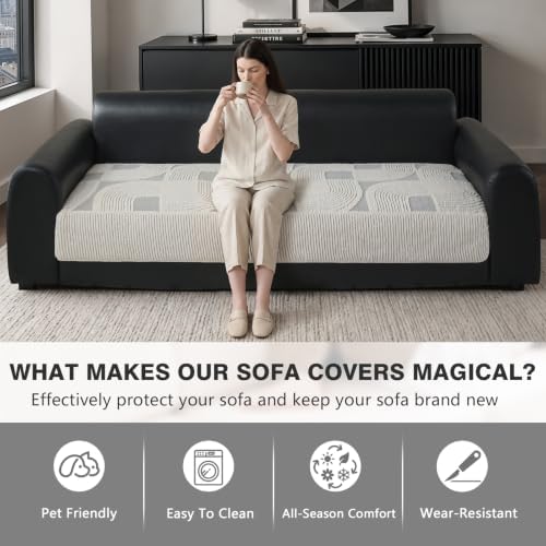 Geometric Couch Cover, Sofa Cushion Cover(Light Gray,35''x 70.8'')