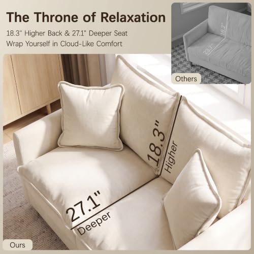 52" Loveseat Sofa, Cloud Love Seat Small Couches for Living Room