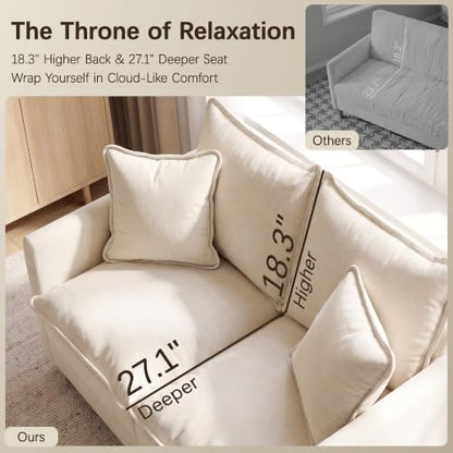 52" Loveseat Sofa, Cloud Love Seat Small Couches for Living Room