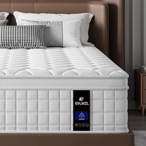 EVLWZL Queen Mattress, 12 Inch Queen Size Mattresses in a Box with Memory Foam Hybrid, Individual Pocket Spring for Provide Support and Improve Sleep,Medium Firm(White)