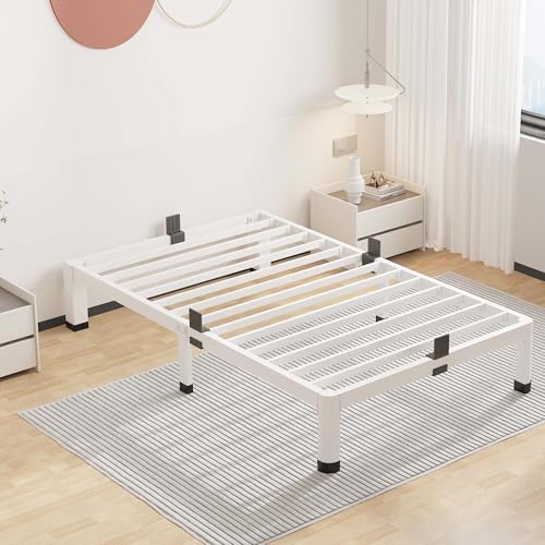 ROIL 10 Inch White Twin Bed Frame Low Profile with Rounded Corner