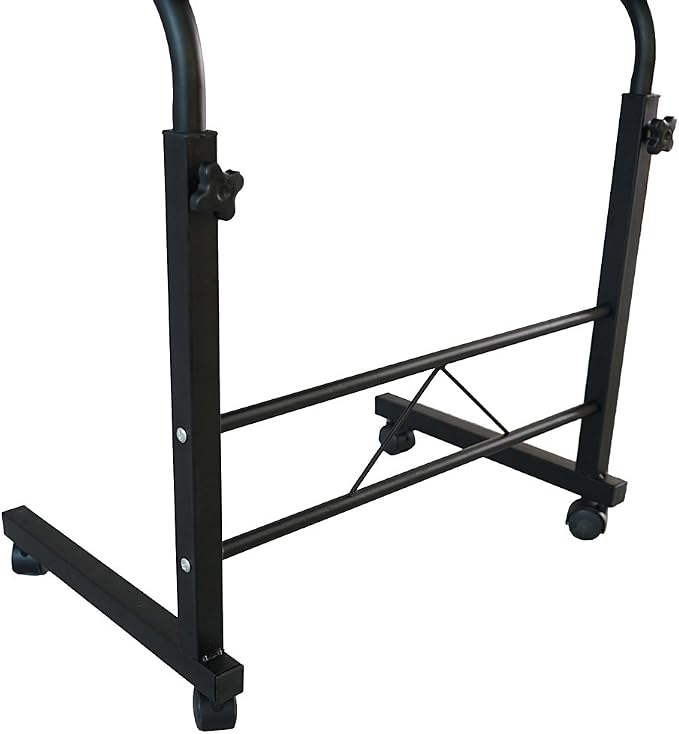 Standing Desk - Side Table Adjustable Height, Portable Laptop Cart, C-Shaped Bed Couch end Tables with Edge Stopper - Wheels for Living Room Bedroom Walking Pad Treadmill 31.5Inch Black