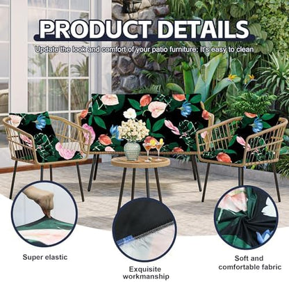 8Pcs Patio Cushion Covers, Outdoor Stretch Cushion Covers, Washable