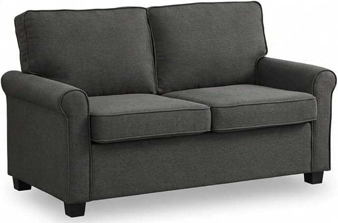 57 inches Loveseat Sleeper Sofa, 2-in-1 Pull-Out Couch Bed with High-Density Sponge Mattress for Small Apartment, Living Room, Guest Room,Grey