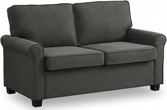 57 inches Loveseat Sleeper Sofa, 2-in-1 Pull-Out Couch Bed with High-Density Sponge Mattress for Small Apartment, Living Room, Guest Room,Grey