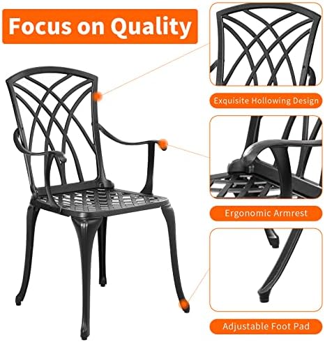 Bistro Set 3 Piece Outdoor,Cast Aluminum Outdoor Bistro Set,All Weather Bistro Table and Chairs Set of 2 with 1.97" Umbrella Hole,Patio Bistro Sets for Garden(Woven Black)