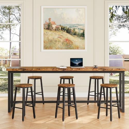 HOOBRO Bar Stools, Barstools Set of 4,Counter Height Barstools, 24.8" Bar Stools for Kitchen Island, Industrial Bar Chairs, for Dining Room, Kitchen, Bar, Rustic Brown and Black BF07BYP401G1