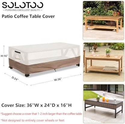 Outdoor Coffee Table Cover Waterproof, 36" W x 24" D x 16" H