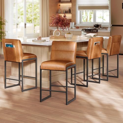 VASAGLE Bar Stools Set of 4, Counter Height Chairs with Backs, 26.4-Inch