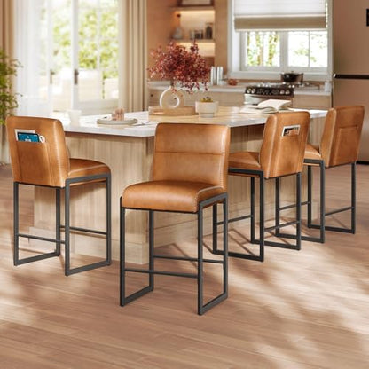 VASAGLE Bar Stools Set of 4, Counter Height Chairs with Backs, 26.4-Inch