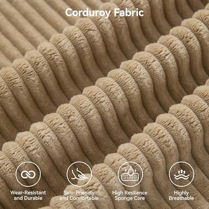 Modular Sectional Sofa, 61'' Corduroy Deep Seat Cloud Couch, Camel