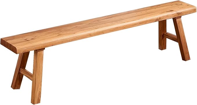 39.5in Wood Bench Indoor – Rustic Farmhouse Entryway Bench, Skinny Bench Design, Made of Extra-Thick Solid Wood, Perfect for Dining Room, Hallway, or End of Bed
