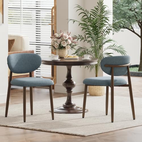 MALOL Upholstered Dining Chairs Set of 2 with Curved Back, Blue