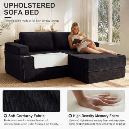 JJJ 75" Convertible Sofa Bed Couch Boneless Loveseat for Living Room