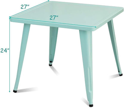 Costzon Kids Steel Table for Indoor/Outdoor Use, Preschool, Bedroom, Playroom, Activity Table for Toddlers Children Boys & Girls(Mint Green, Table)