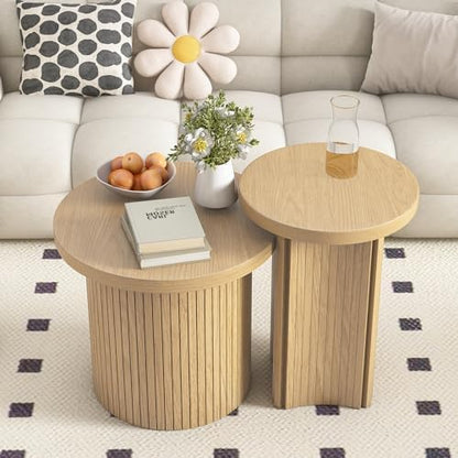Mxtxmy Round Nesting Coffee Table Set of 2,Coffee Tables for Living Room