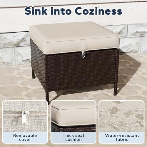 3 Piece Patio Furniture Set, Wicker Outdoor Conversation Set