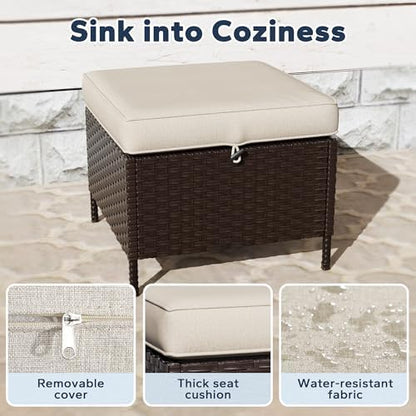 5 Piece Patio Furniture Set, Wicker Outdoor Conversation Set