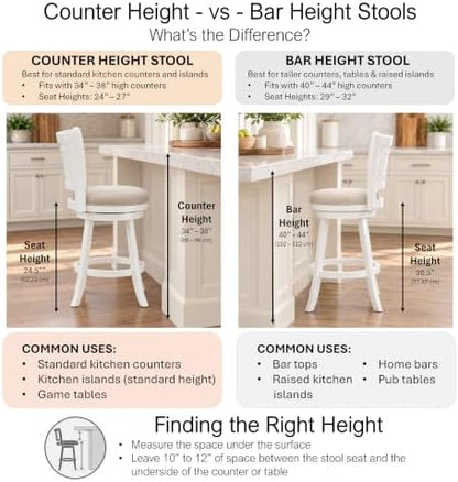 Hillsdale Fairfox 24.5" Wood Swivel Counter Height Stool, White