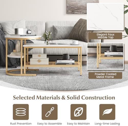 KOTEK Nesting Coffee Table Set of 2 (Gold)