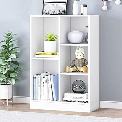 IOTXY Open Shelf Low Bookcase - Wooden 3-Tier Cube Bookshelf, Warm White