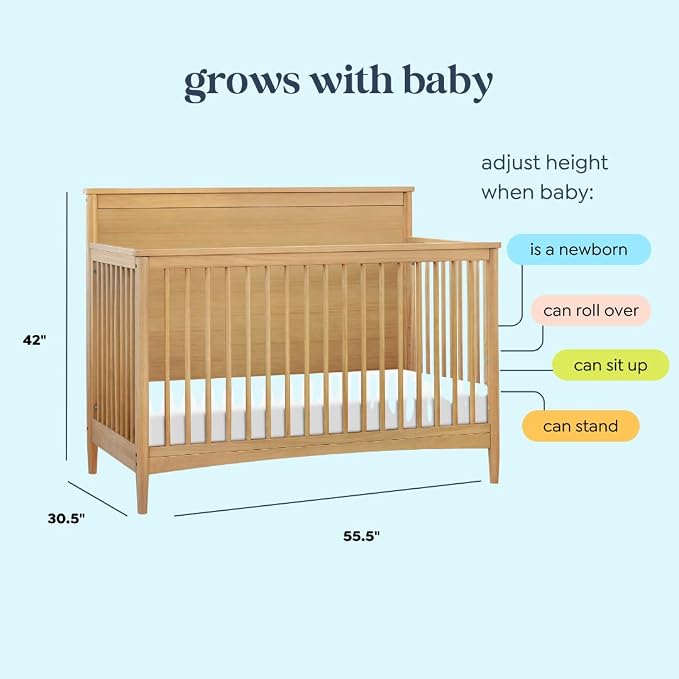 Davinci Frem 4-in-1 Convertible Crib in Honey, GREENGUARD Gold Certified
