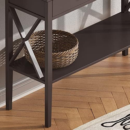 ChooChoo 39" Entryway Table with Drawers and Storage Shelf