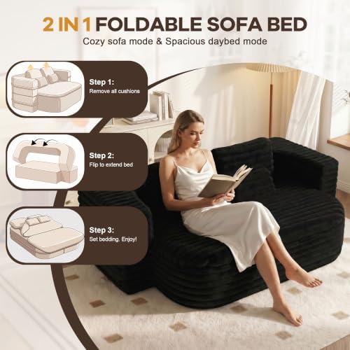 75" Folding Boneless Couch Bed, Floor Sofa Bed