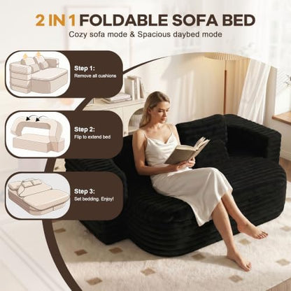 75" Folding Boneless Couch Bed, Floor Sofa Bed