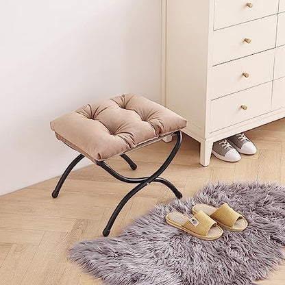 LITA Folding Ottoman, Foldable Footrest Stool, Portable Small Foot Stool for Couch, Collapsible Foot Rest Ottoman for Sofa, Accent Padded Ottomans for Lazy Chair, Living Room, Bedroom