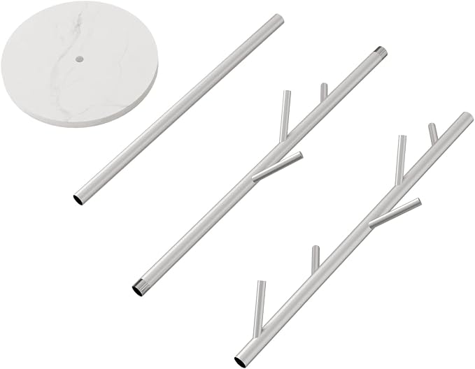 DOORXIFO Silver Coat Racks, Metal Coat Rack Freestanding with Hooks, Entryway Coat Rack Stand, Coat Racks with Marble Base, Coat Tree for Hanging Clothes, Hats, Bags