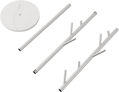 DOORXIFO Silver Coat Racks, Metal Coat Rack Freestanding with Hooks, Entryway Coat Rack Stand, Coat Racks with Marble Base, Coat Tree for Hanging Clothes, Hats, Bags