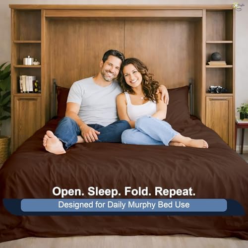 Cottington Lane Chocolate Sheets for Murphy Bed Mattress, 4 Piece Premium Ultra Soft Brushed Microfiber California King Size Wall Bed Sheet Set, 6-10 Inch Deep Pocket with All-Around Elastic