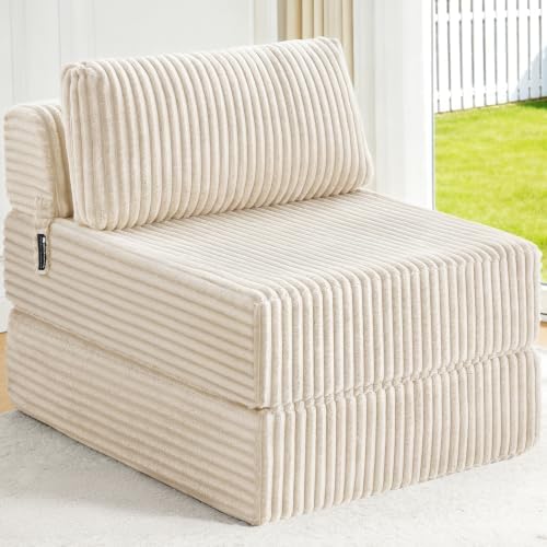 Folding Sofa Bed Convertible 4 in 1 Sleeper Chair Beige Single XL