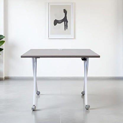 48-inch Training Table Driftwood Adjustable Table for Office Classroom Versatile Design for Meetings Seminars and Collaborative Workspaces Easy Flip Top Mechanism for Quick Setup and Storage