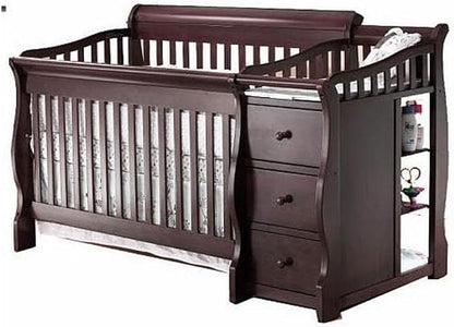 Pemberly Row 73" x 35" 4-in-1 Convertible Crib and Changer Set, Solid Wood Construction, JPMA Certified, Espresso