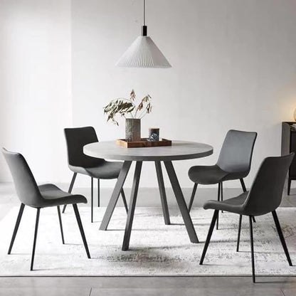 HIPIHOM Dining Chairs Set of 4, Modern Kitchen & Dining Room Chairs, Upholstered Faux Leather Cushion Seat and Sturdy Metal Legs (4 Grey Chairs)
