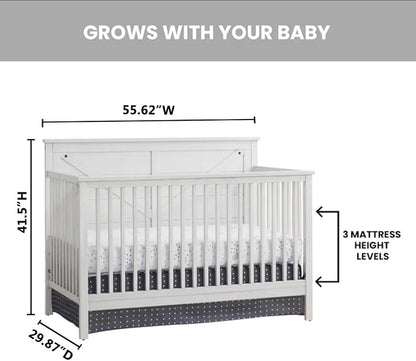 Oxford Baby Montauk 4-in-1 Convertible Crib, Barn White, GreenGuard Gold Certified