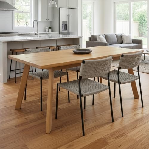 Alaterre Furniture Shelburne Dining Table for 4-6 – Modern Farmhouse 73-Inch Dining Table with Rectangular Wood Top, Solid Birch Legs, and Maple Veneer for Kitchen and Dining Room