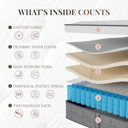 CH CHARME HOUSE Queen Mattress 10 Inch Hybrid Mattresses in a Box