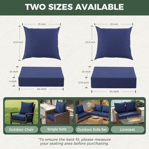 Outdoor Chair Cushions, Waterproof & Fade Resistant Patio Cushions